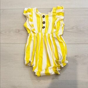 Jessica Simpson Yellow and White Striped Baby One-Piece Bodysuit